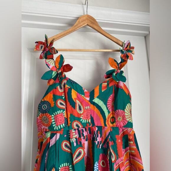 FARM RIO Anthropologie Pleated Palm Midi Dress New w/ Tags SOO plus size pockets - Picture 12 of 16